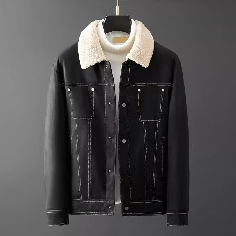 Men's Autumn Short Jacket with Suede Finish