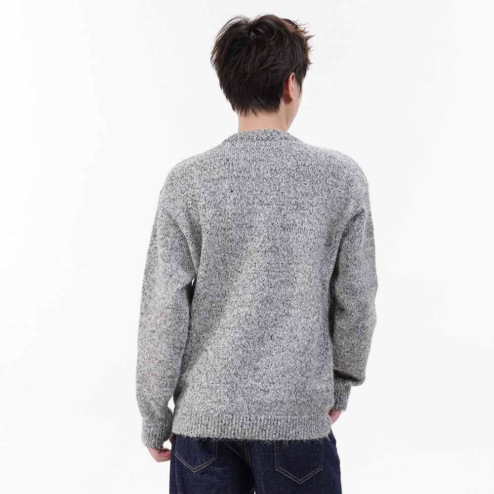 Herrenpullover mit Stehkragen und halbem Reissverschluss