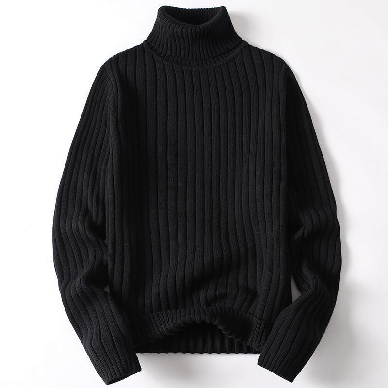 Women's ribbed knit turtleneck sweater with slim silhouette