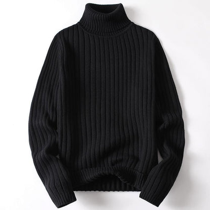 Women's ribbed knit turtleneck sweater with slim silhouette