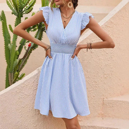 Damen Sommerkleid mit V Ausschnitt – Fließende Silhouette