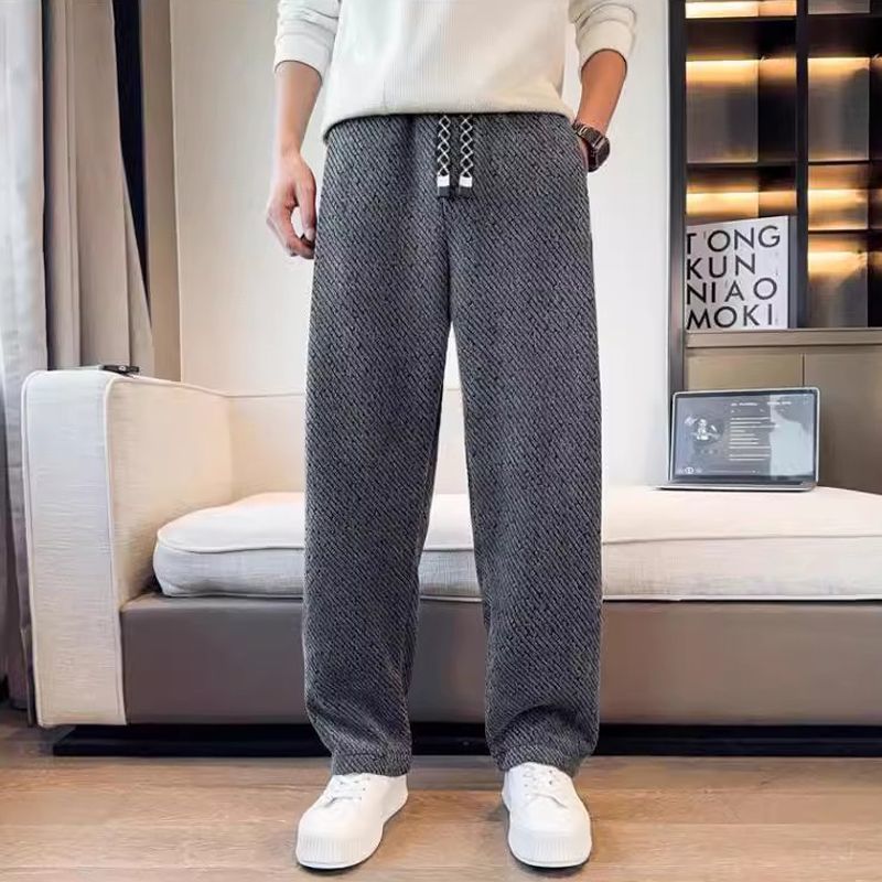 Men's Pants Straight Leg Structured Fabric Elastic Waist Comfortable Fit