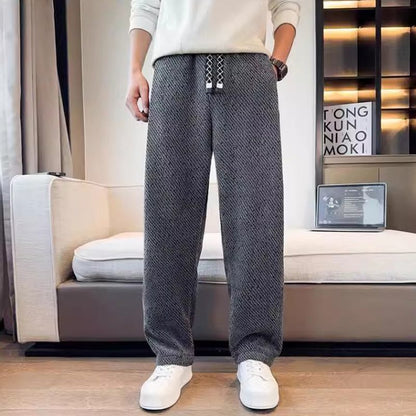 Men's Pants Straight Leg Structured Fabric Elastic Waist Comfortable Fit