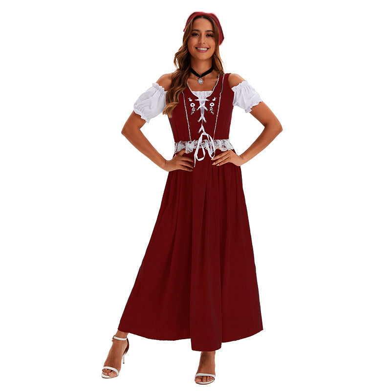 Damenkleid im Dirndlstil mit Spitzenbund und dekorativer Schnürung