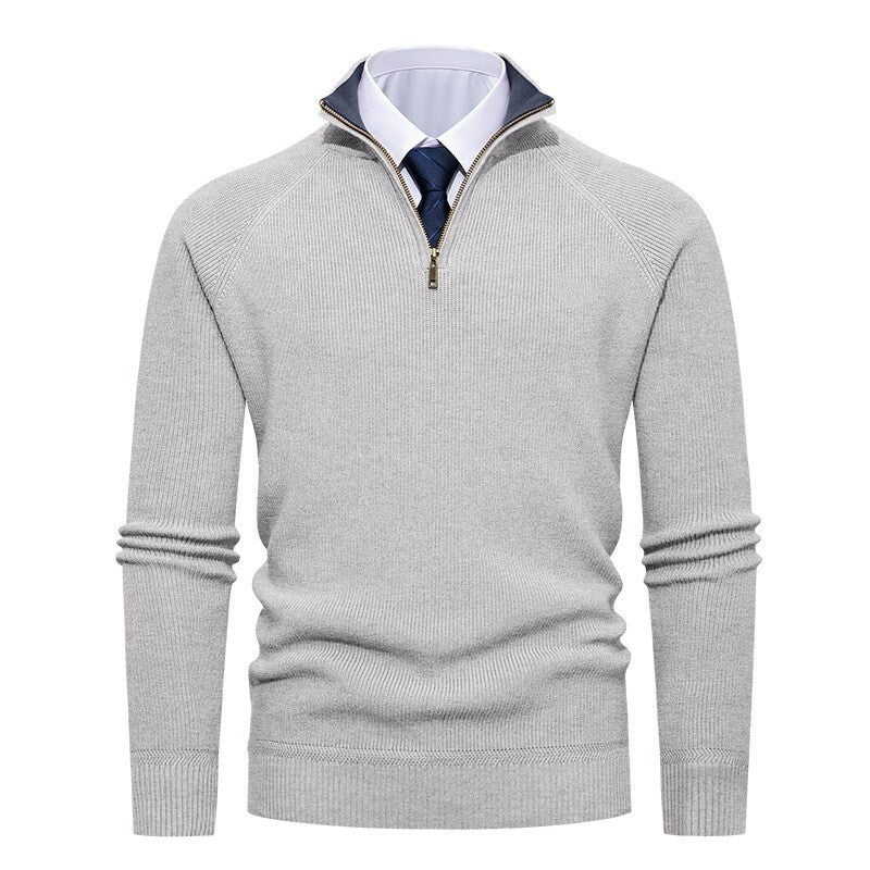 Strickpullover für Herren mit praktischem Halbzip am Stehkragen