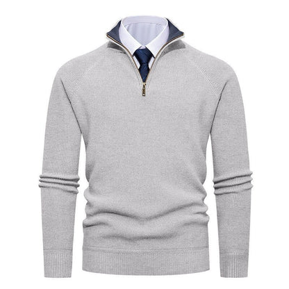 Strickpullover für Herren mit praktischem Halbzip am Stehkragen