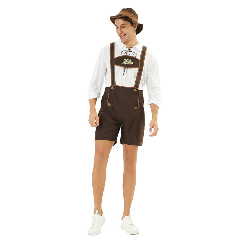 Herren-Trachtenlederhose mit verstellbaren Trägern