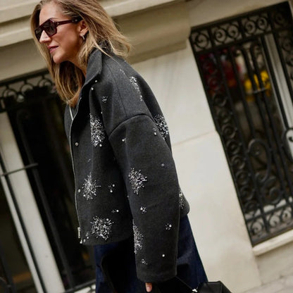 Damen-Steppjacke mit glänzender, gesteppter Oberfläche