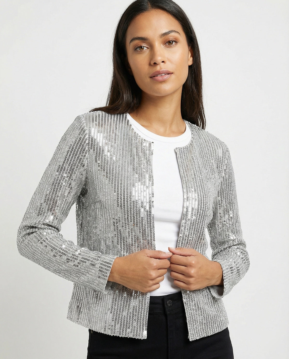 Damen Strickjacke Mit Glitzereffekt