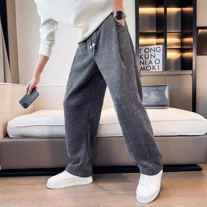Men's Pants Straight Leg Structured Fabric Elastic Waist Comfortable Fit