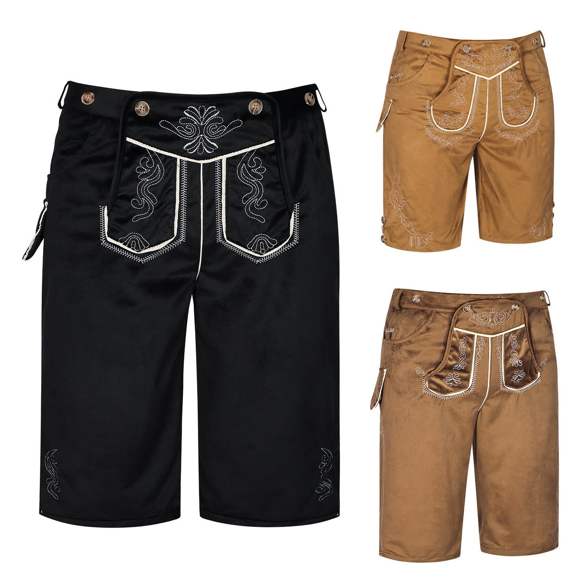 Herren kurze Trachtenhose mit besticktem Hosenlatz