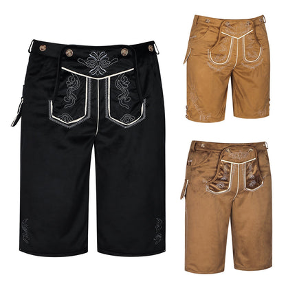 Herren kurze Trachtenhose mit besticktem Hosenlatz
