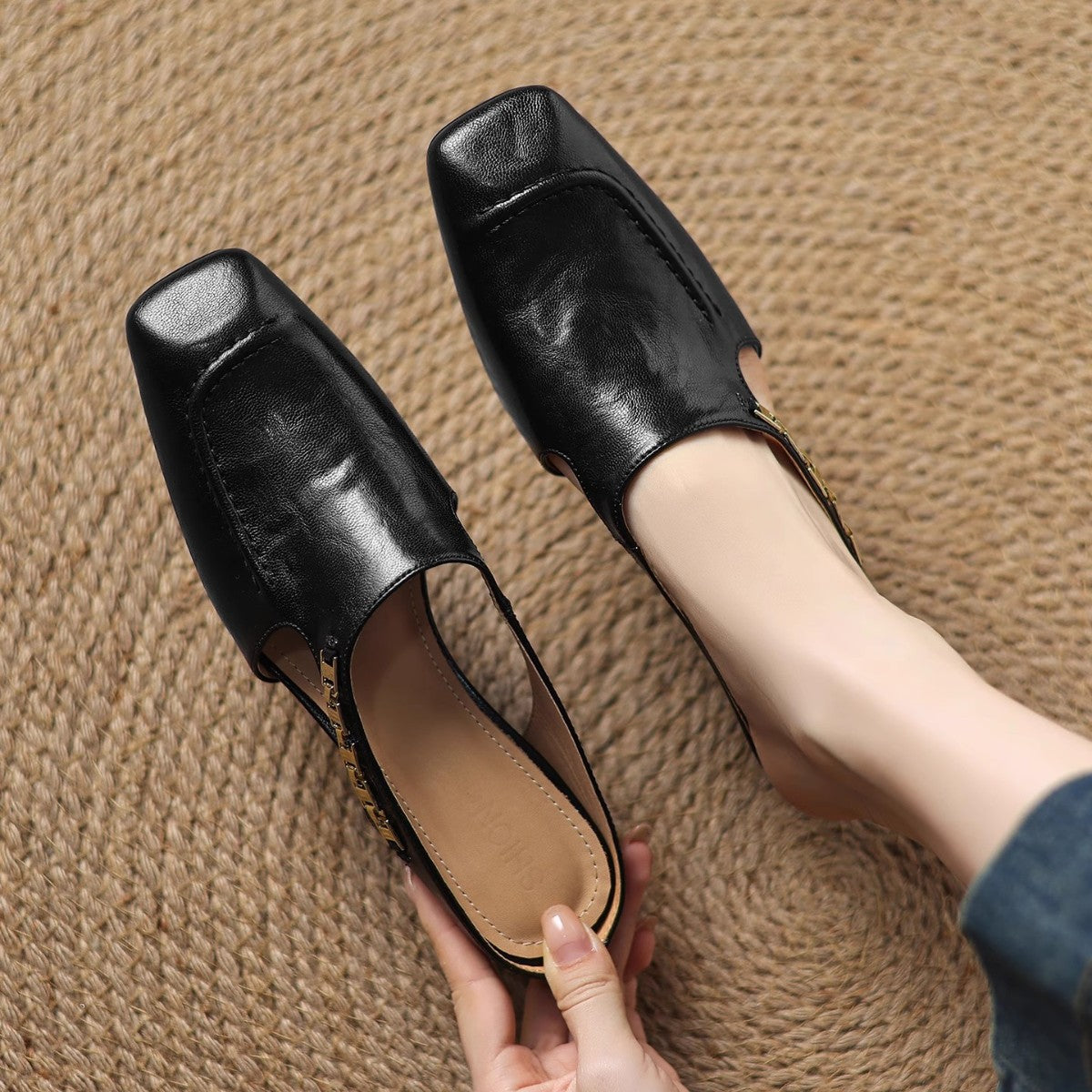 Damen-Slipper Mit Gepolstertem Fußbett Und Offener Ferse