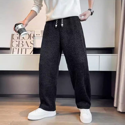 Men's Pants Straight Leg Structured Fabric Elastic Waist Comfortable Fit
