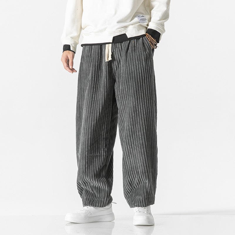 Men's Loose-Fitting Trousers with Elastic Waistband and Gathered Ankle Cuffs