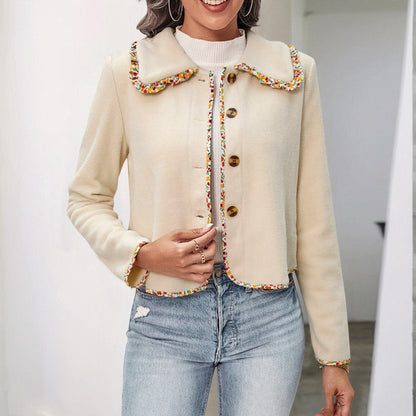 Elegante Jacke für Damen mit bequemem Schnitt und Blumenkragen