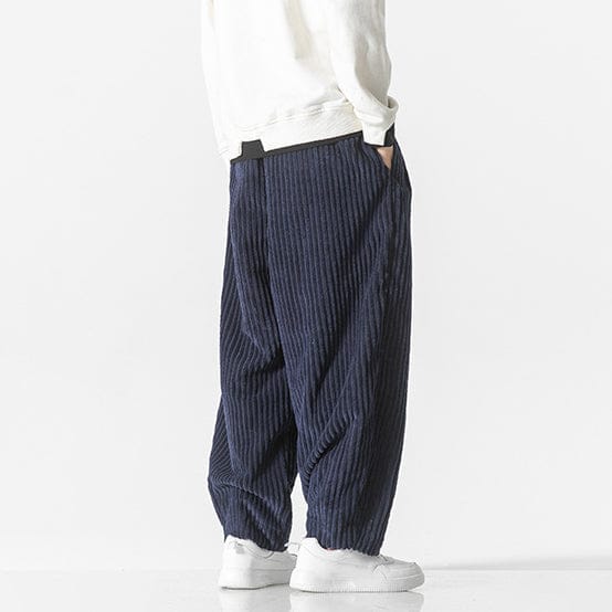 Men's Loose-Fitting Trousers with Elastic Waistband and Gathered Ankle Cuffs