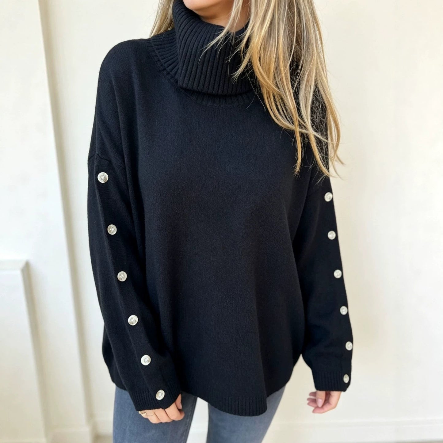 Damenpullover in Oversized-Passform mit bequemem Rollkragen