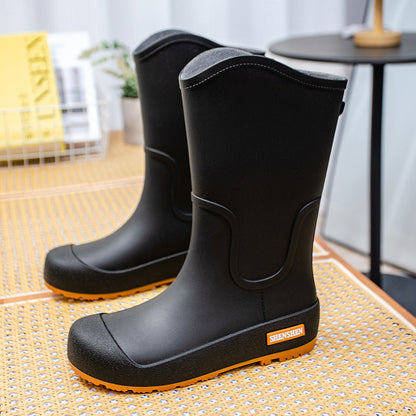 Damen Gummistiefel Mittelhoch Wasserdicht Profilsohle