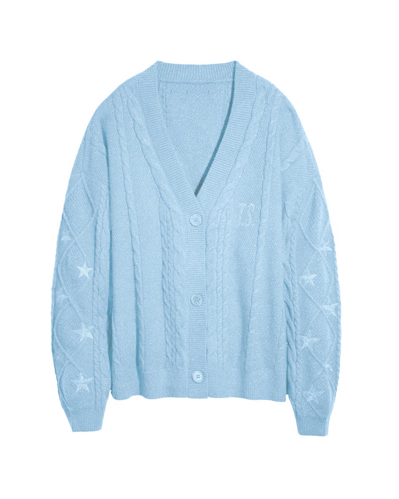 Damen Grobstrick Cardigan Mit Zopfmuster Und Sternstickerei