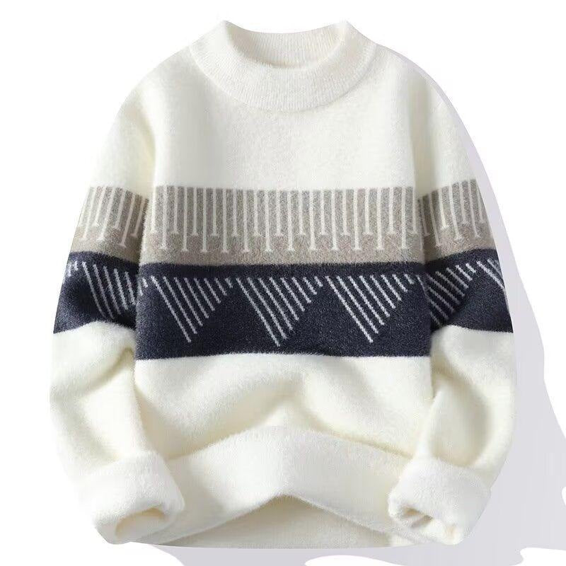 Men's sweater for autumn with round neckline and Nordic pattern
