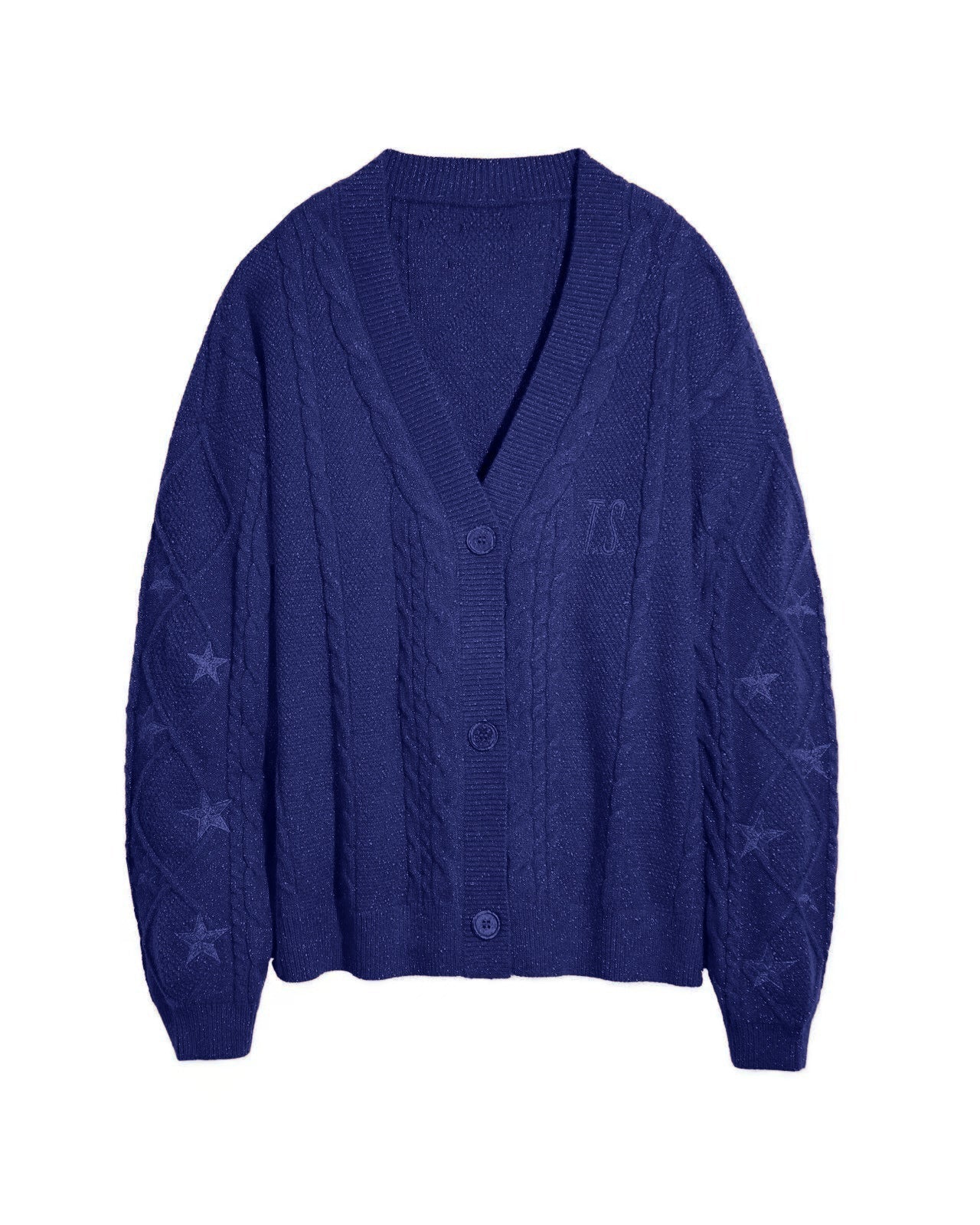 Damen-Cardigan mit Sternstickerei am oberen Vorderteil