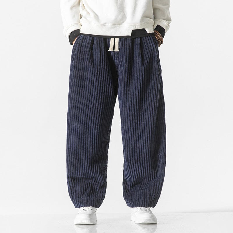 Men's Loose-Fitting Trousers with Elastic Waistband and Gathered Ankle Cuffs