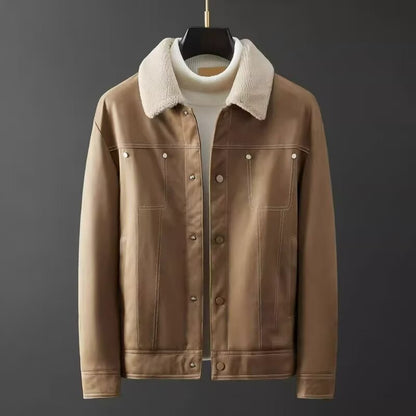 Men's Autumn Short Jacket with Suede Finish