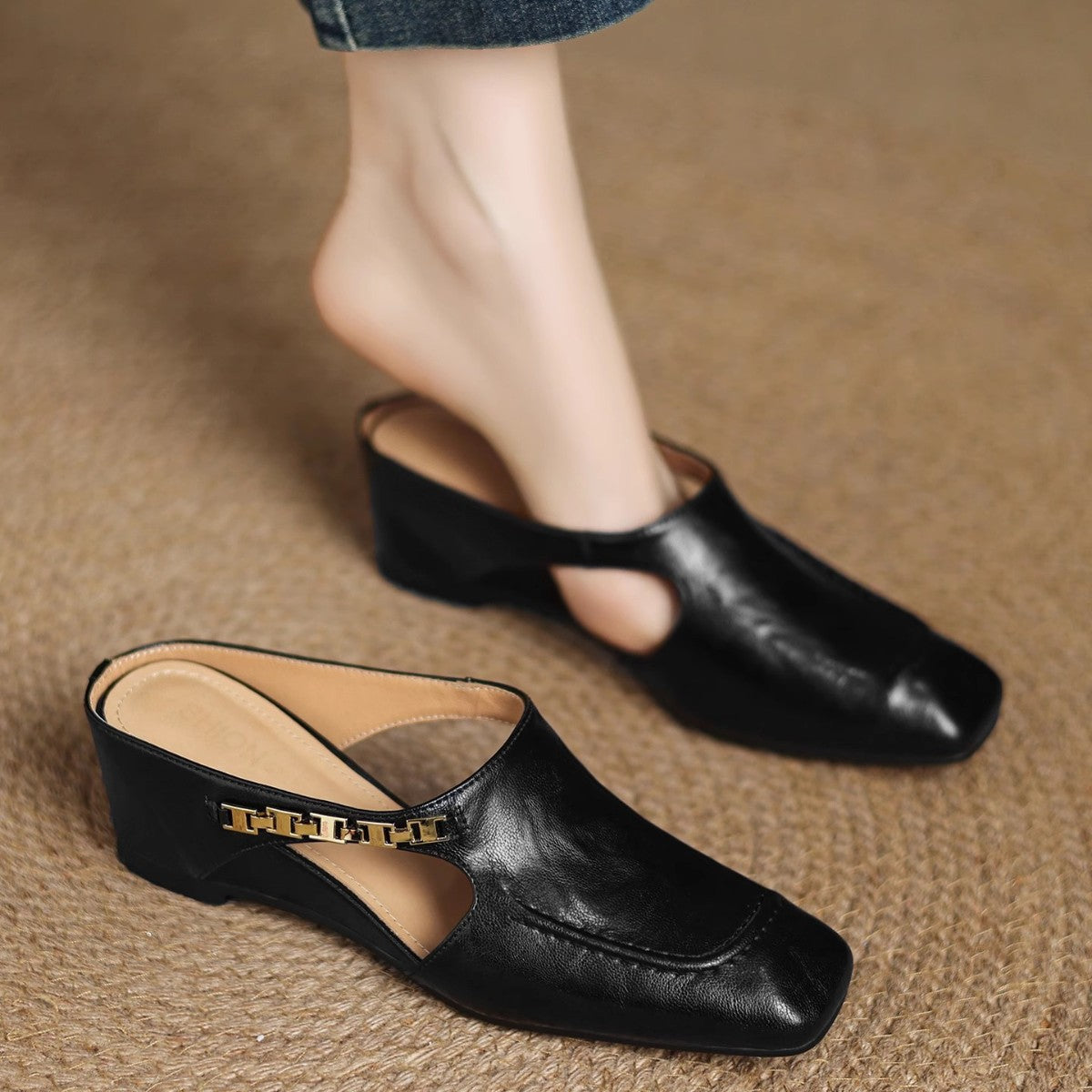 Damen-Slipper Mit Gepolstertem Fußbett Und Offener Ferse
