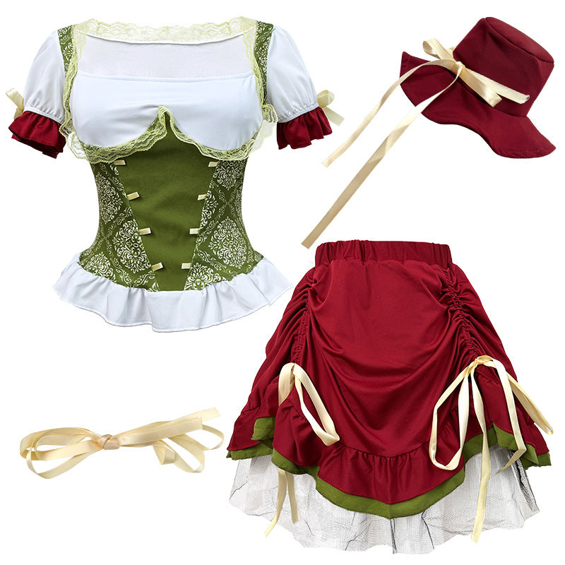 Damen Dirndl Trachtenensemble Mit Corsagenmieder