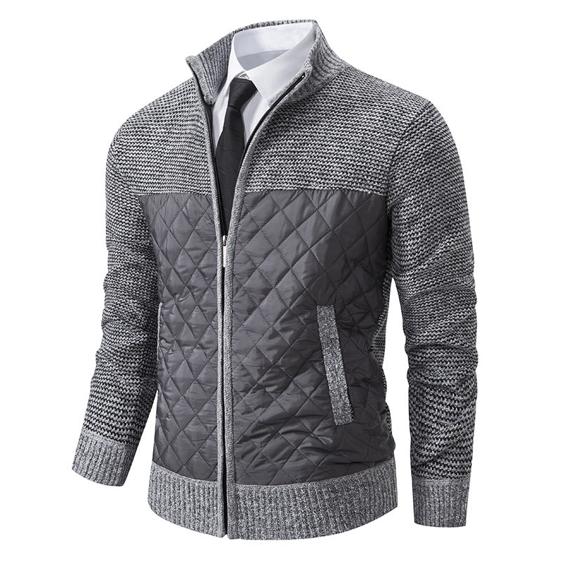Herren Hybridstrickjacke Mit Diamantsteppung