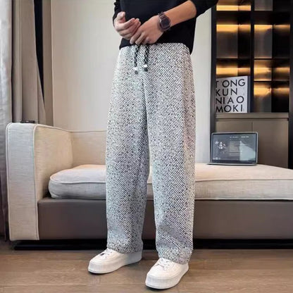 Men's Pants Straight Leg Structured Fabric Elastic Waist Comfortable Fit