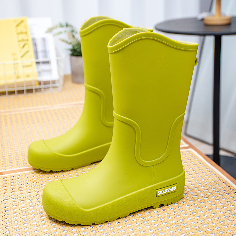 Damen Gummistiefel Mittelhoch Wasserdicht Profilsohle