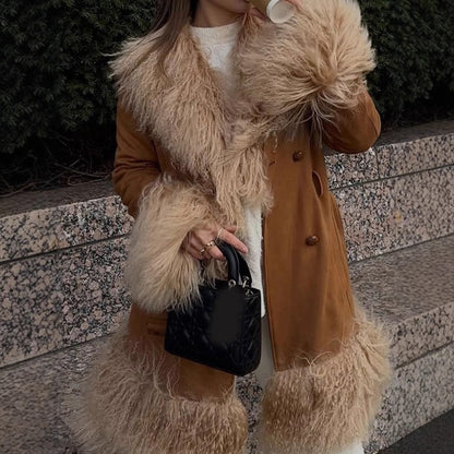 Elegante Teddyjacke für Damen mit geschlossenem Taillengürtel