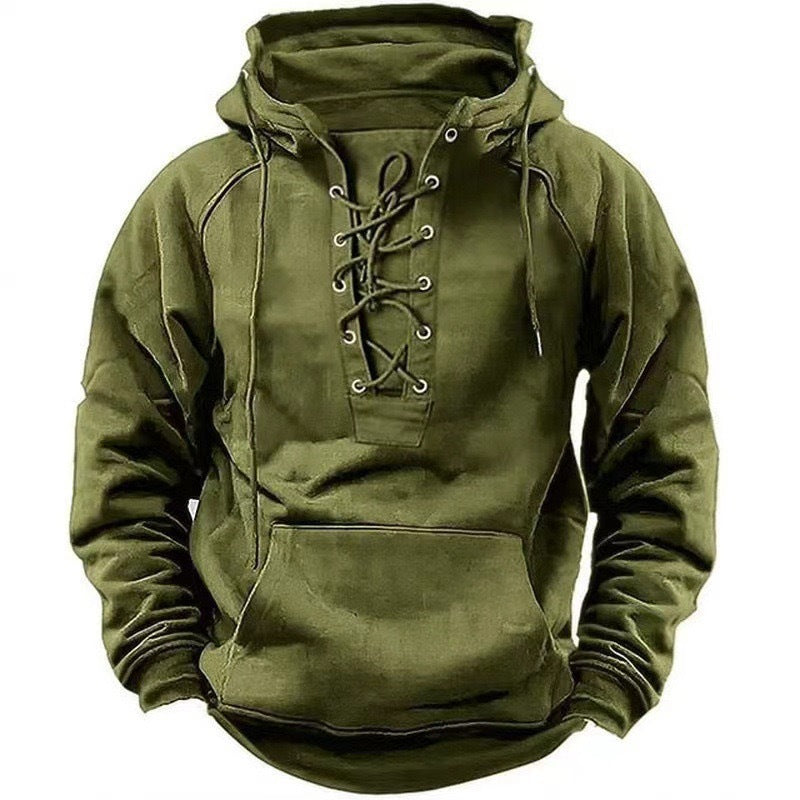 Grüne Kapuzenpullover mit Schnürung, lässiger Stil, Langarm, ideal für Herbstmode, Unisex Hoodie, bequemes Freizeitkleidung, trendige Oberbekleidung.