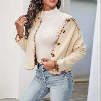 Lockere Damenjacke mit blumigen Akzenten für stilvolle Outfits
