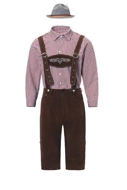 Komplette kurze Trachtenlederhose für Herren mit Trägern und Brustlatz