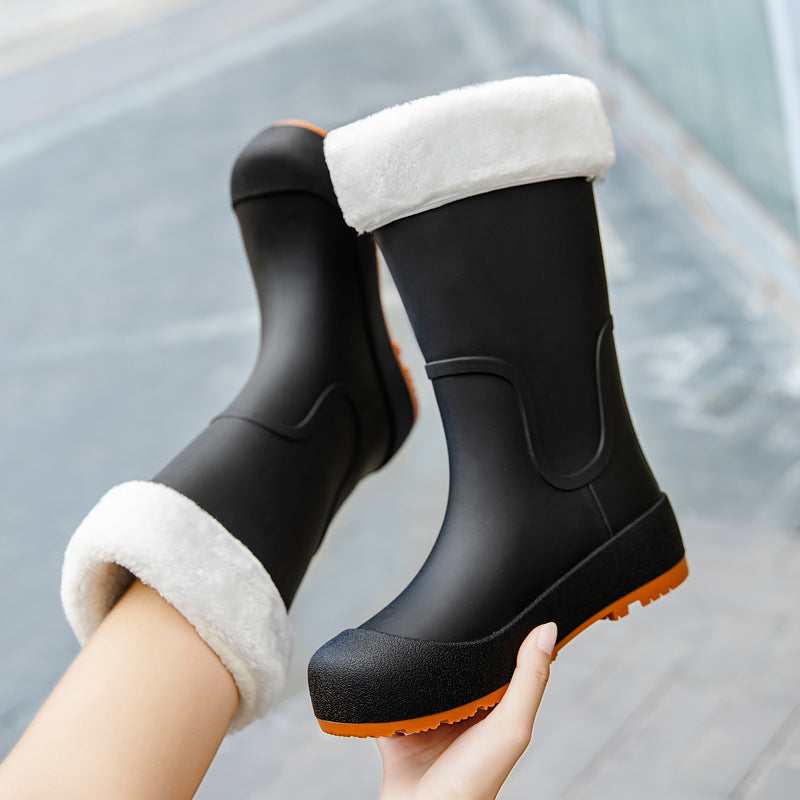 Damen Gummistiefel Mittelhoch Wasserdicht Profilsohle