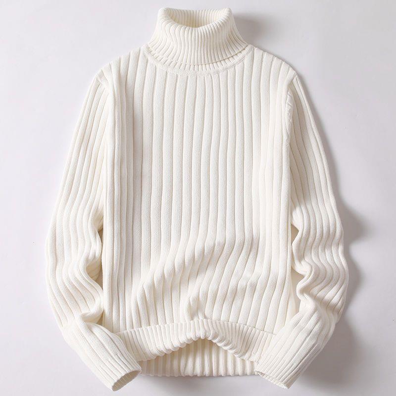 Women's ribbed knit turtleneck sweater with slim silhouette