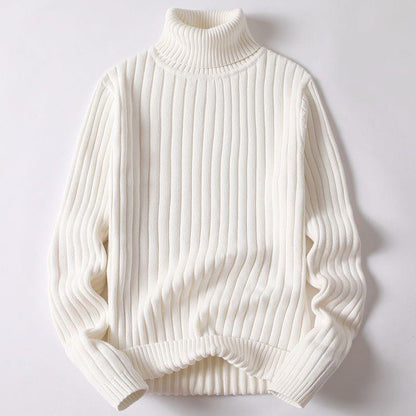 Women's ribbed knit turtleneck sweater with slim silhouette