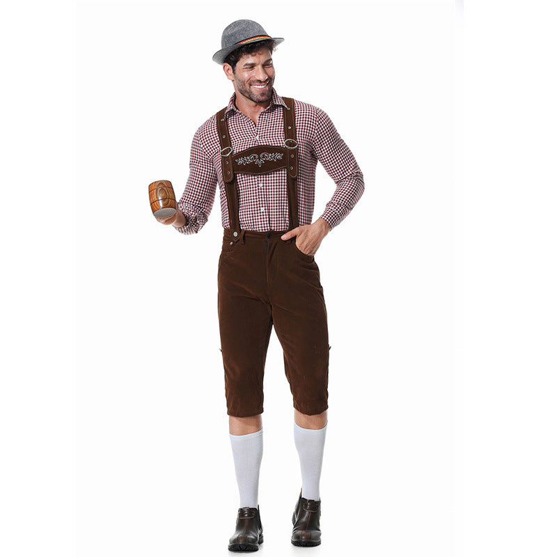 Seitliche Ansicht der Herren-Trachtenlederhose in Veloursleder-Optik
