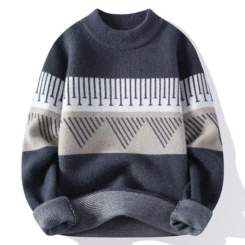 Men's sweater for autumn with round neckline and Nordic pattern