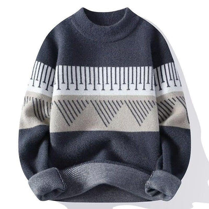 Men's sweater for autumn with round neckline and Nordic pattern