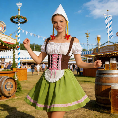 Detailansicht der Schnürung am Mieder des Damen-Dirndl-Kostüms