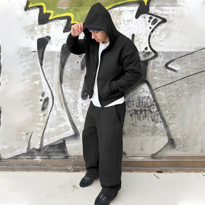 Herren Oversize Zip Hoodie Und Relaxed Sweatpants Set