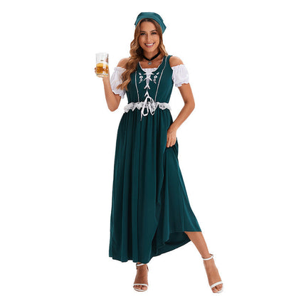 Langes Dirndlkleid für Damen mit detailreicher Corsage-Schnürung