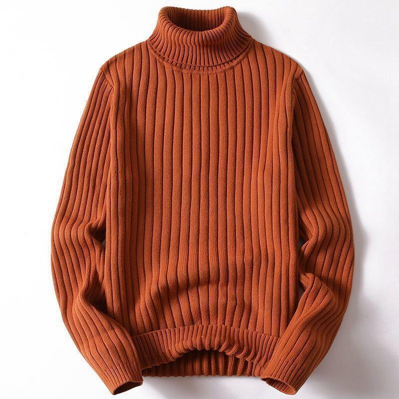 Women's ribbed knit turtleneck sweater with slim silhouette