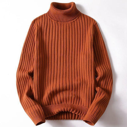 Women's ribbed knit turtleneck sweater with slim silhouette