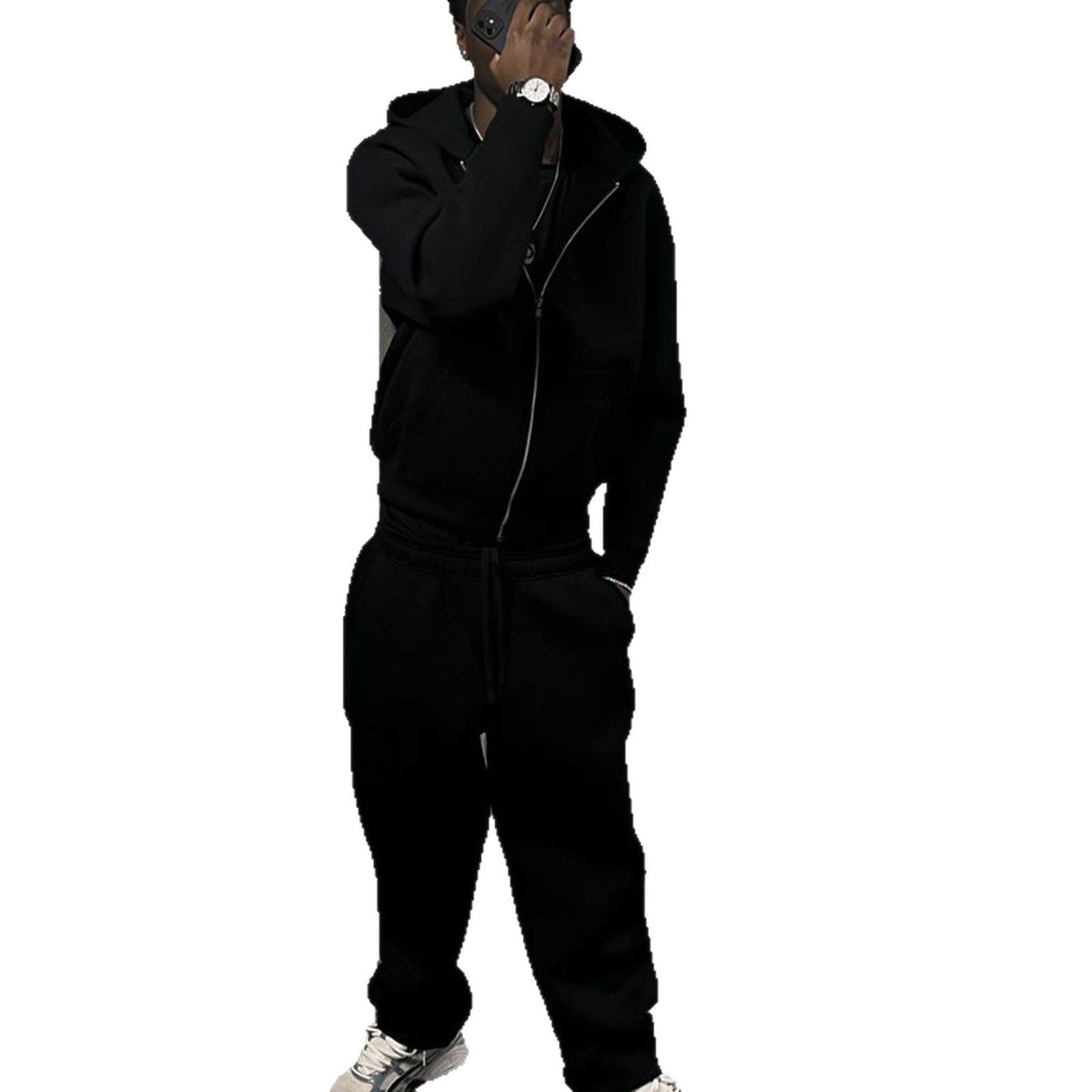 Detailansicht des Reissverschlusses am Herren Hoodie
