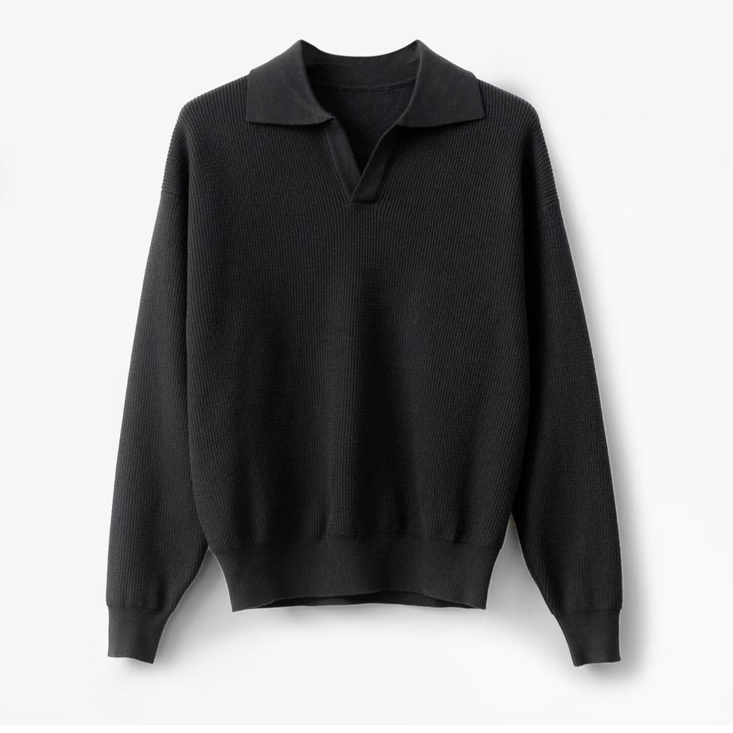 Men's Long-Sleeve Sweater with Solid Color Design and Slim Fit